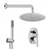 Set doccia cromato Nobili Hof con soffione tondo 25 cm, kit doccia e miscelatore