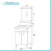 Mobile bagno a terra 55 cm Creta bianco lucido con lavabo e specchio