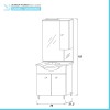 Mobile bagno a terra 75 cm Creta bianco lucido con lavabo e specchio con pensile