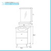 Mobile bagno a terra 55 cm Creta bianco lucido completo di specchio