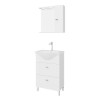 Mobile bagno a terra 55 cm Creta bianco lucido completo di specchio con anta