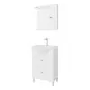 Mobile bagno a terra 55 cm Creta bianco lucido completo di specchio con anta