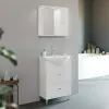 Mobile bagno a terra 55 cm Creta bianco lucido completo di specchio con anta