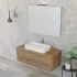 Mobile bagno sospeso 110 cm Master rovere miele con lavabo e specchio