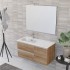 Composizione bagno sospesa 100 cm Master rovere con top e specchio