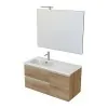 Composizione bagno sospesa 100 cm Master rovere con top e specchio