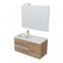 Composizione bagno sospesa 100 cm Master rovere con top e specchio