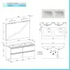 Mobile bagno sospeso 120 cm Master rovere doppio lavabo e 4 cassetti