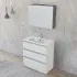 Mobile bagno a terra 80 cm Master bianco con lavabo e specchio contenitore