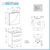 Mobile bagno sospeso 55 cm Smart olmo con lavabo e specchio contenitore