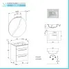 Mobile bagno sospeso 55 cm Smart grigio legno con lavabo e specchio