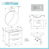 Mobile bagno sospeso 80 cm Smart grigio legno con lavabo e specchio