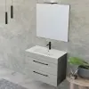 Mobile bagno sospeso 80 cm Smart grigio legno/lava con specchio 