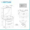 Mobile bagno sospeso 80 cm Smart grigio legno/lava con specchio 