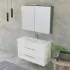 Mobile bagno sospeso 100 cm Smart bianco legno con specchio contenitore