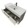 Mobile bagno sospeso 100 cm Smart bianco legno/lava con specchio