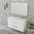 Mobile bagno sospeso 120 cm Smart bianco legno con specchio