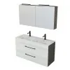 Mobile bagno sospeso 120 cm Smart bianco legno/lava con specchio contenitore