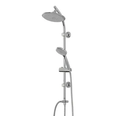 Colonna doccia con deviatore in acciaio cromato design tondo