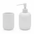 Set 2 accessori bagno da appoggio grigio chiaro in ceramica soft touch