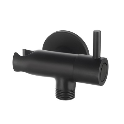 Supporto doccia nero opaco design tondo con rubinetto darresto 