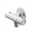 Rubinetto darresto cromato con supporto doccia dal design tondo