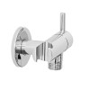 Rubinetto darresto cromato con supporto doccia dal design tondo