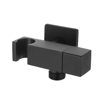 Supporto doccia nero opaco design squadrato con rubinetto darresto 