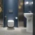 Lavabo freestanding Rak Illusion in ceramica bianca con foro