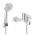 Miscelatore vasca cromato con kit doccia duplex Iole in ottone