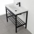 Mobile bagno a terra 60 cm stile industrial nero opaco con specchio Borg