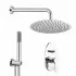 Set doccia completo tondo cromato Paco con soffione 20 cm e kit doccia incasso