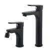 Coppia rubinetti bagno lavabo alto e bidet nero opaco serie Paco 