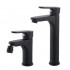 Coppia rubinetti bagno lavabo alto e bidet nero opaco serie Paco 