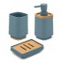 Accessori bagno in set da 3 pezzi in abs turchese cobalto linea Wave