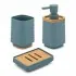 Accessori bagno in set da 3 pezzi in abs turchese cobalto linea Wave