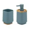 Set accessori dispenser e portaspazzolini dappoggio in abs turchese cobalto Wave