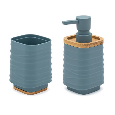 Set accessori dispenser e portaspazzolini dappoggio in abs turchese cobalto Wave