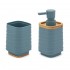 Set accessori dispenser e portaspazzolini dappoggio in abs turchese cobalto Wave