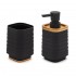 Set accessori bagno dispenser e portaspazzolini dappoggio in abs nero Wave