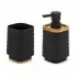 Set accessori bagno dispenser e portaspazzolini dappoggio in abs nero Wave