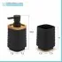 Set accessori bagno dispenser e portaspazzolini dappoggio in abs nero Wave