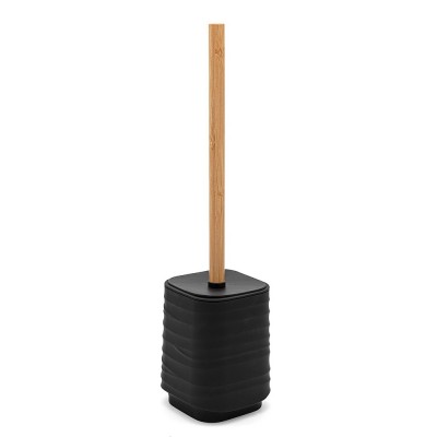Scopino WC da appoggio nero in abs e bambù Wave