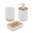Accessori bagno in set da 3 pezzi in abs bianco linea Wave