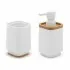 Set accessori bagno dispenser e portaspazzolini dappoggio in abs bianco Wave