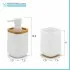 Set accessori bagno dispenser e portaspazzolini dappoggio in abs bianco Wave