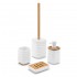 Set accessori bagno dispenser e portaspazzolini dappoggio in abs bianco Wave