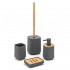 Accessori bagno in set da 3 pezzi in abs grigio linea Wave