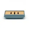 Accessori bagno in set da 3 pezzi in abs turchese cobalto linea Wave