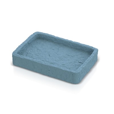 Porta sapone da appoggio turchese cobalto in resina effetto pietra